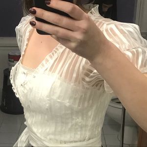 Forever 21 Tops - White Sheer Wrap Around Blouse Forever 21 Tops - White Sheer Wrap Around Blouse